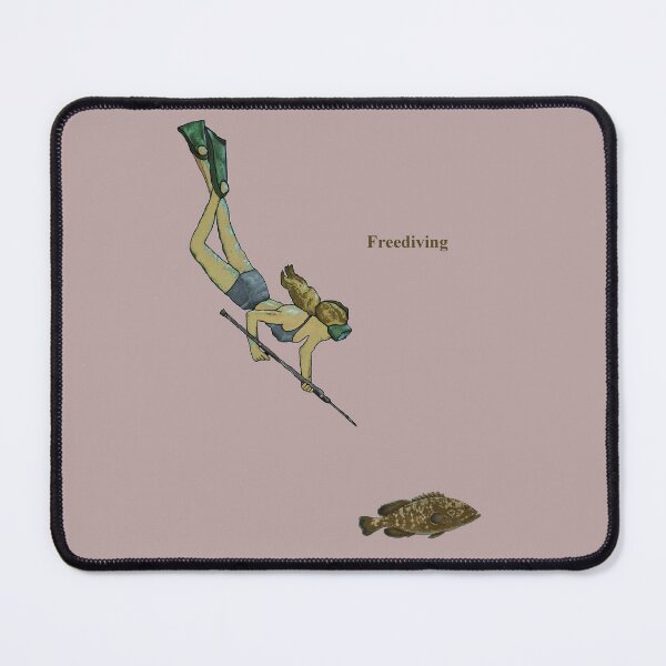 Item preview, Vintage Spearfishing Freediving Woman Diver with a Fish URM designed and sold by urmaddad.