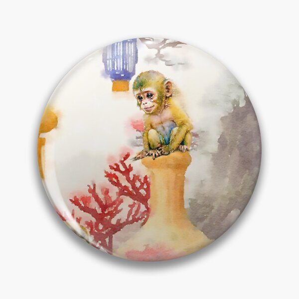 Item preview, Monkeys in chinoiserie landscape designed and sold by SophieClimaArt.