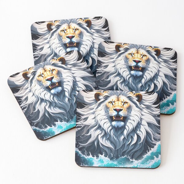 Item preview, Majestic white lion emerges from the sea designed and sold by RK - Shop.