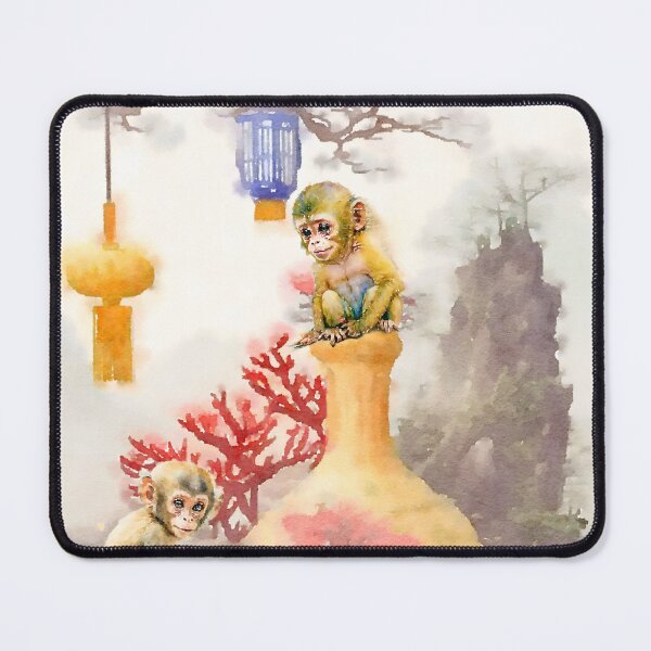 Item preview, Monkeys in chinoiserie landscape designed and sold by SophieClimaArt.