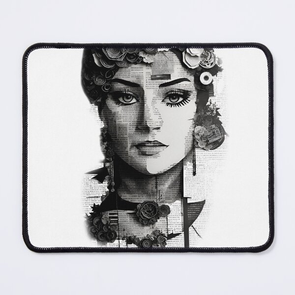 Item preview, Woman's face on Collage of book, magazine designed and sold by Inked-Attire.