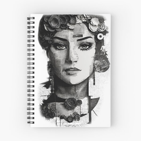 Item preview, Woman's face on Collage of book, magazine designed and sold by Inked-Attire.