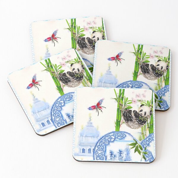 Item preview, Panda and chinoiserie plates designed and sold by SophieClimaArt.