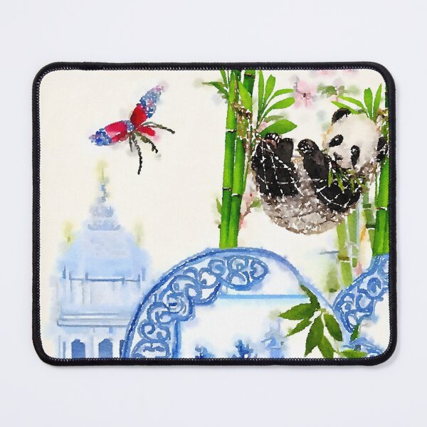 Item preview, Panda and chinoiserie plates designed and sold by SophieClimaArt.