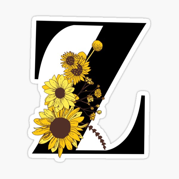 Augwed Sunflower Black Monogram Initial M Sticker English Alphabet Initial  Stickers, Letters Waterproof Sticker Vinyl Decal Stickers 2, Laptop