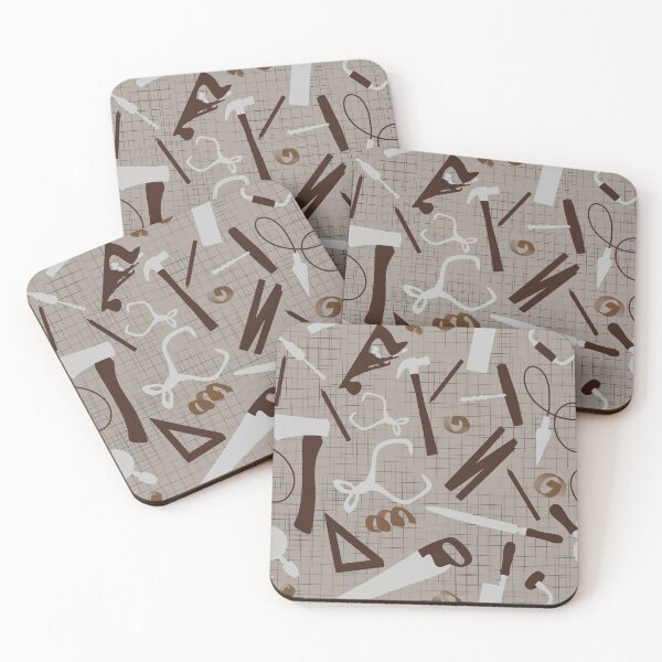 Item preview, Carpenters Tools in Brown, Woodworking Pattern, Craftsman Gift designed and sold by TheTradesStore.