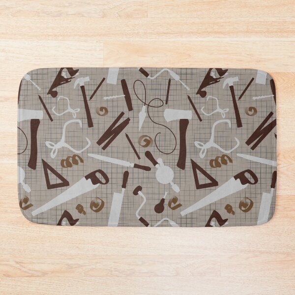 Item preview, Carpenters Tools in Brown, Woodworking Pattern, Craftsman Gift designed and sold by TheTradesStore.