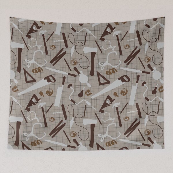 Item preview, Carpenters Tools in Brown, Woodworking Pattern, Craftsman Gift designed and sold by TheTradesStore.