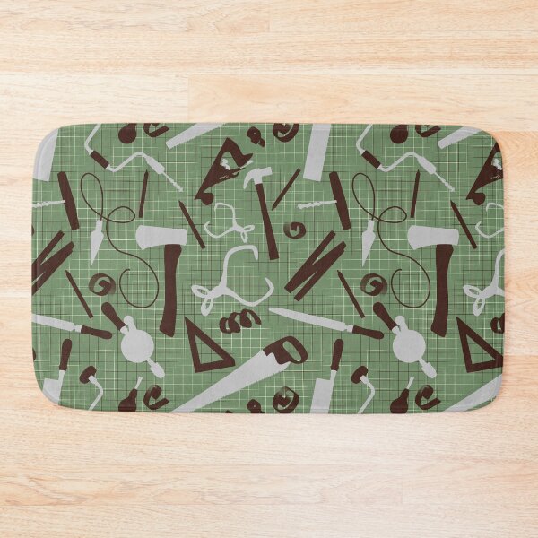 Item preview, Carpenters Tools in Green, Woodworking Pattern, Craftsman Gift designed and sold by TheTradesStore.