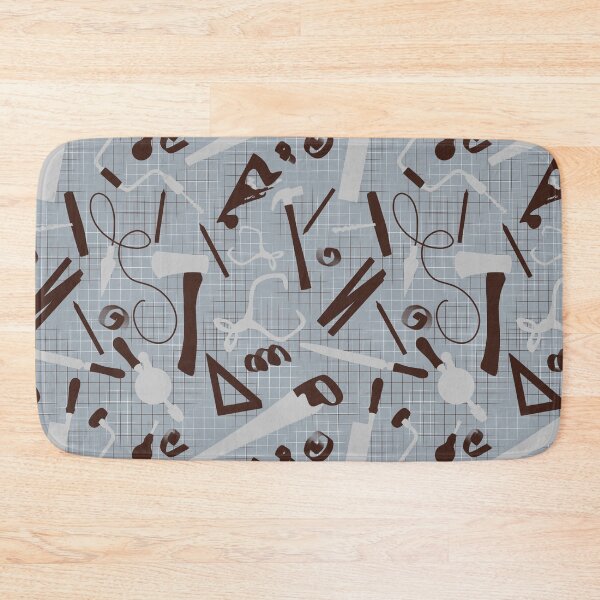 Item preview, Carpenters Tools in Grey and Brown, Woodworking Pattern, Craftsman Gift designed and sold by TheTradesStore.