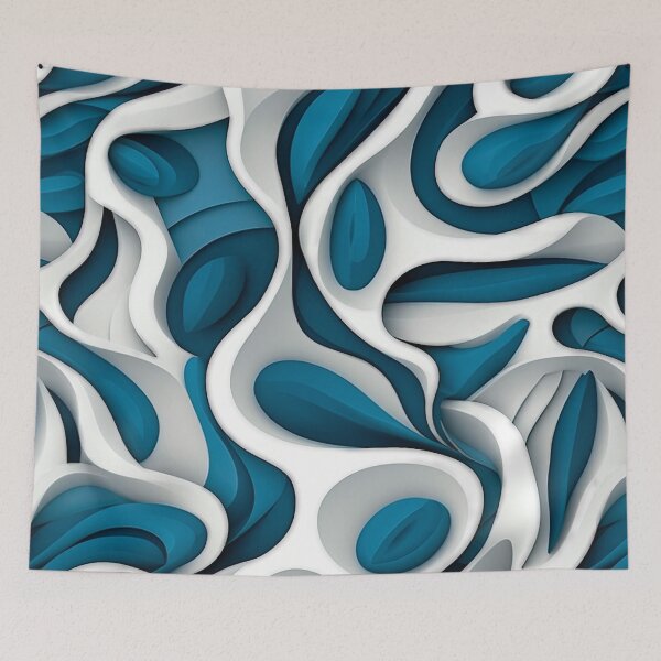 Item preview, Blue and White Biomorphic Art designed and sold by Kybruno's Creations.