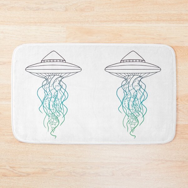Item preview, UFO Jellyfish Line Drawing Black Blue Green Fade Gradient designed and sold by Ciara Shortall.