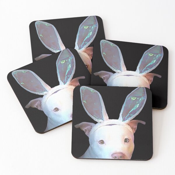 Item preview, Easter Derp White Pit Bull Dog In Rabbit Ears designed and sold by Shanna  Dugan.