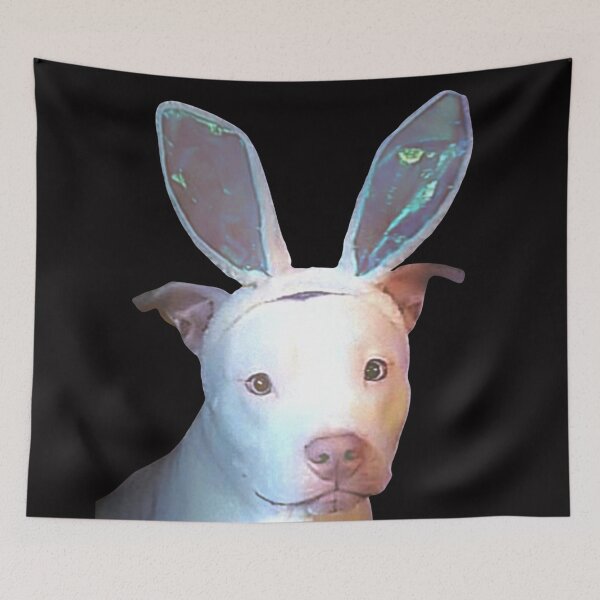 Item preview, Easter Derp White Pit Bull Dog In Rabbit Ears designed and sold by Shanna  Dugan.