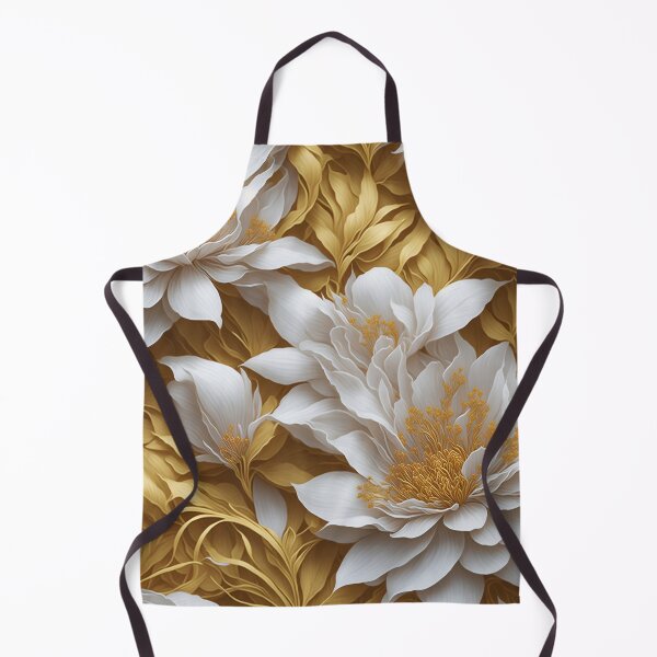 Item preview, Pattern luxury gold and white flowers designed and sold by Inked-Attire.