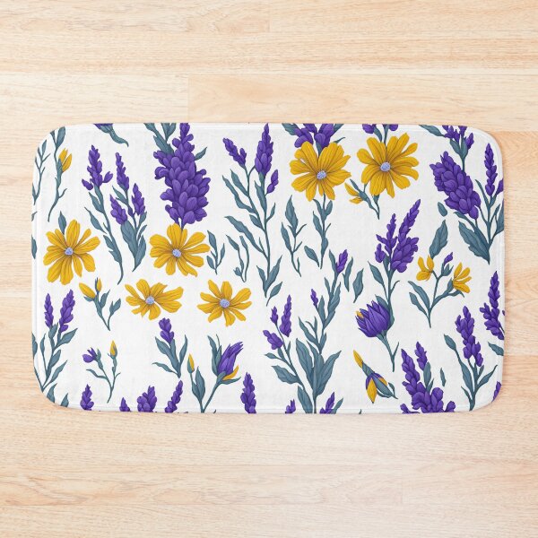 Item preview, Seamless patterns of Purple lupine and yellow daisies designed and sold by Inked-Attire.