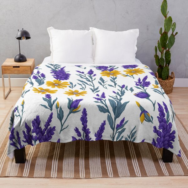 Item preview, Seamless patterns of Purple lupine and yellow daisies designed and sold by Inked-Attire.