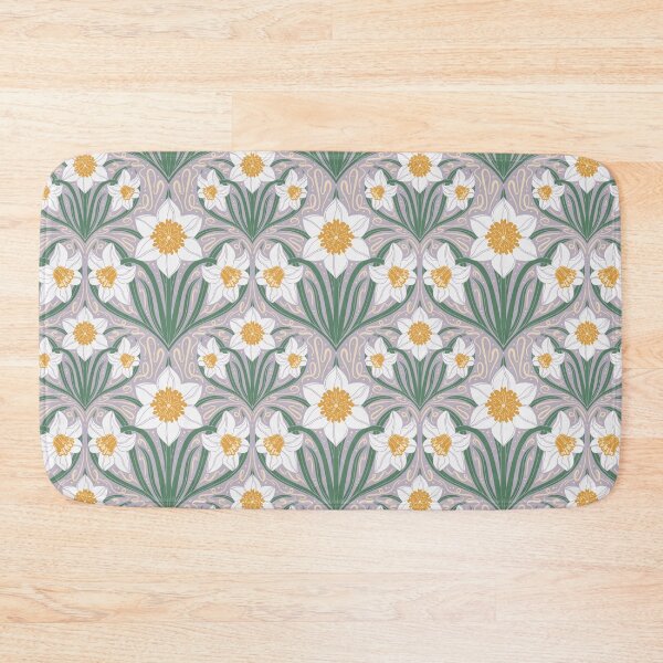 Item preview, Spring Garden Daffodils // Art Nouveau White Daffodil Pattern designed and sold by NewBranchStudio.