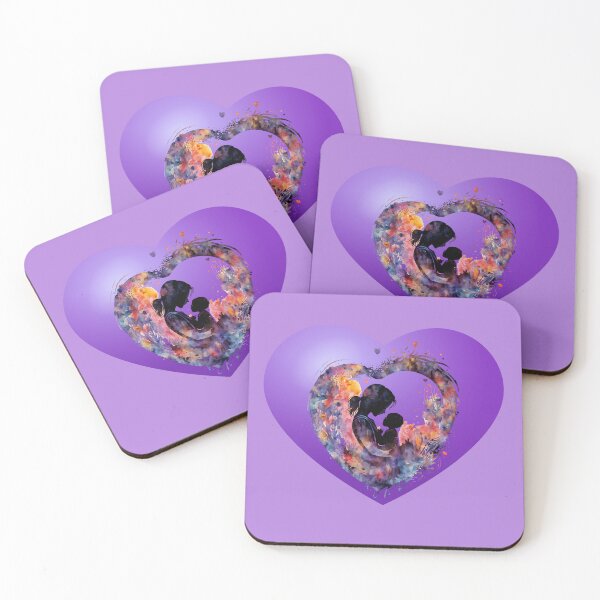 Item preview, Momma and child- purple heart with mother and child- abstract purple heart- momma  designed and sold by Janetlousart.