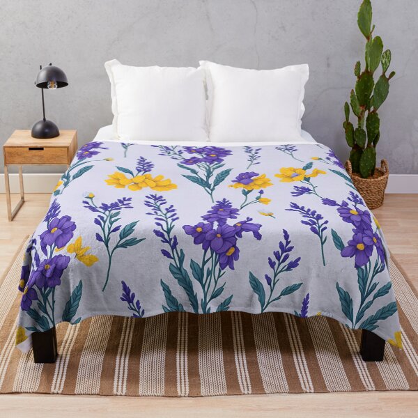 Item preview, Seamless patterns of Purple lupine and yellow daisies designed and sold by Inked-Attire.
