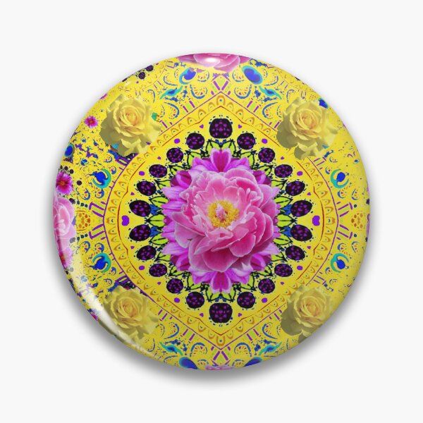 Item preview, ORNATE PATTERN YELLOW PINK ROSE GARDEN  ART designed and sold by sharlesart.