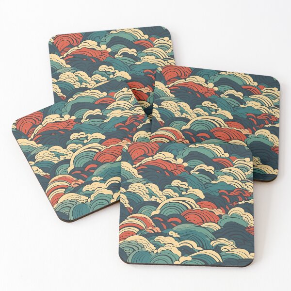 Item preview, Seamless Japanese colourfull pattern on the theme of ocean waves designed and sold by SeamlessGuru.