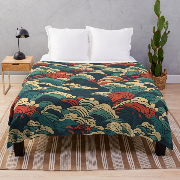 Item preview, Seamless Japanese colourfull pattern on the theme of ocean waves designed and sold by SeamlessGuru.