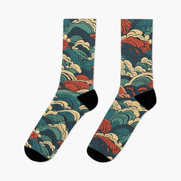 Item preview, Seamless Japanese colourfull pattern on the theme of ocean waves designed and sold by SeamlessGuru.