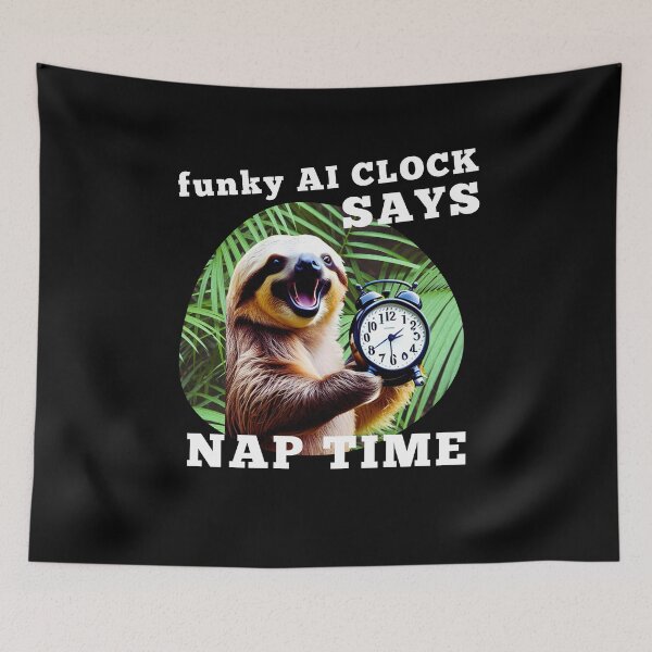 Item preview, Funky sloth AI clock designed and sold by rocklegends99.