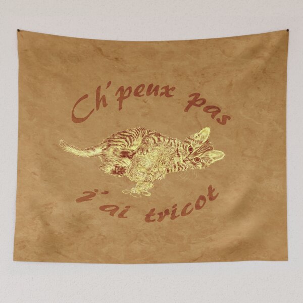 Item preview, Chaton à la pelota - brown marbled version, text in French designed and sold by SylvieG18.
