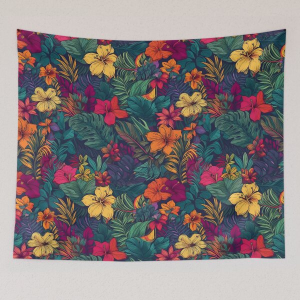 Item preview, Tropical Flowers and Leaves in Rainbow Colors - Neon and Vibrant Design designed and sold by lolomastudio.