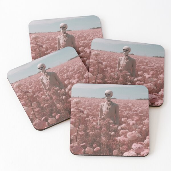 Item preview, Skeleton in a field of pink flowers designed and sold by PinkPinkArts.