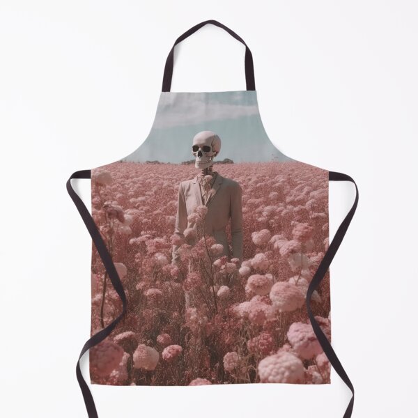 Item preview, Skeleton in a field of pink flowers designed and sold by PinkPinkArts.