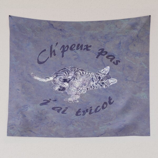 Item preview, Chaton à la pelota - purple marbled version, text in French designed and sold by SylvieG18.