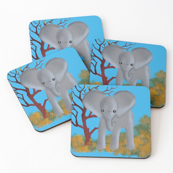 Item preview, baby elephant blue background designed and sold by Artful Things.