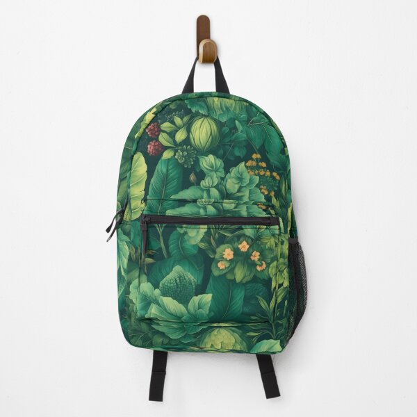 Item preview, Seamless nature pattern with painting green fresh leaves and flowers with berries in the summer garden designed and sold by SeamlessGuru.