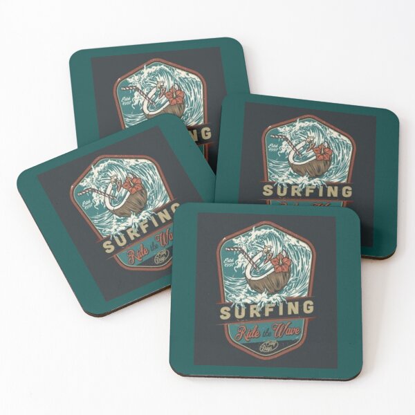 Item preview, Surfing vintage colorful emblem with man surfer rid designed and sold by SeaDesignz.