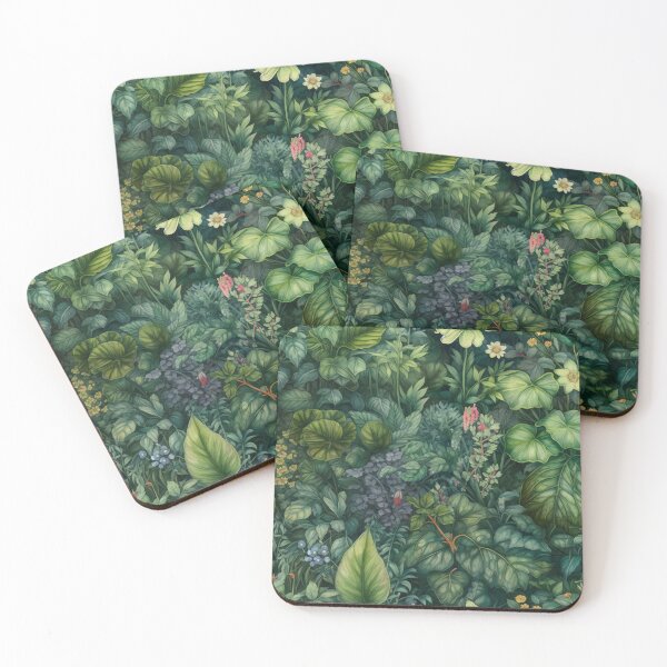 Item preview, Seamless nature pattern with painting green leaves with wildflowers on lawn designed and sold by SeamlessGuru.