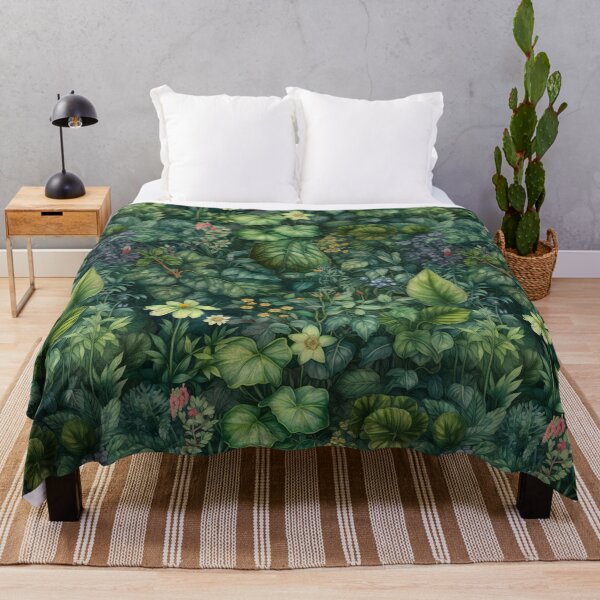 Item preview, Seamless nature pattern with painting green leaves with wildflowers on lawn designed and sold by SeamlessGuru.