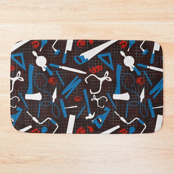 Item preview, Carpenters Tools in Red and Blue, Woodworking Pattern, Craftsman Gift designed and sold by TheTradesStore.