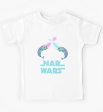 Nar Wars Narwhal Space Star Saber Light Parody Kids Tee