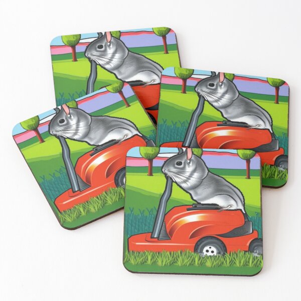 Item preview, Chinchilla mowing the lawn designed and sold by katiebca2.