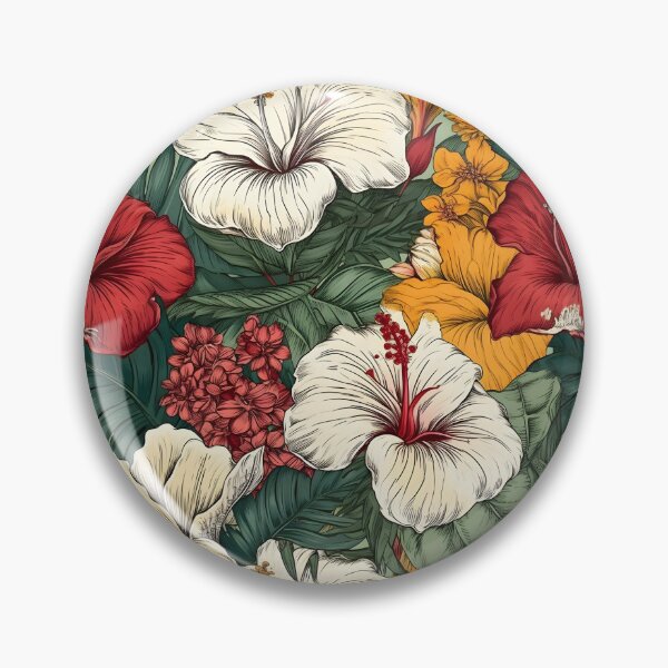 Item preview, Luxe Hibiscus Floral Design in White, Red, and Orange - Modern, Detailed, and Bright designed and sold by lolomastudio.