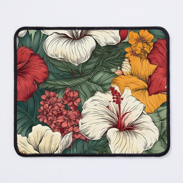 Item preview, Luxe Hibiscus Floral Design in White, Red, and Orange - Modern, Detailed, and Bright designed and sold by lolomastudio.