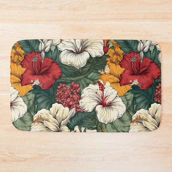 Item preview, Luxe Hibiscus Floral Design in White, Red, and Orange - Modern, Detailed, and Bright designed and sold by lolomastudio.