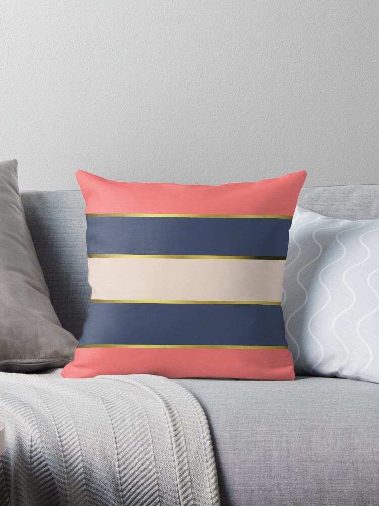 coral and blue throw pillows