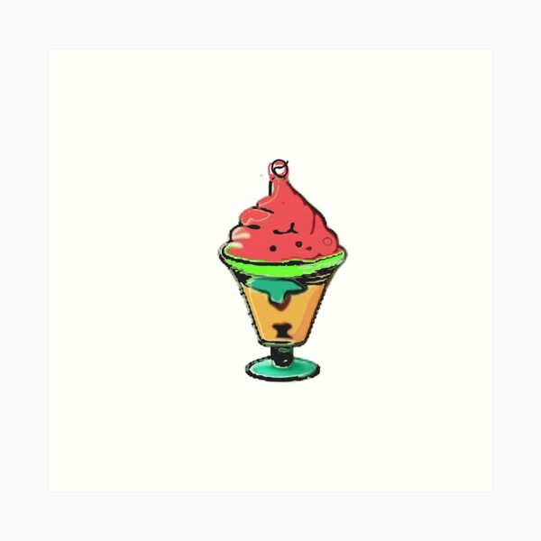 Strawberry ice cream clipart, tasty Ice cream clipart, Art Print
