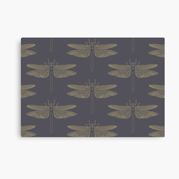 Detailed Dragonfly Aubergine Canvas Print
