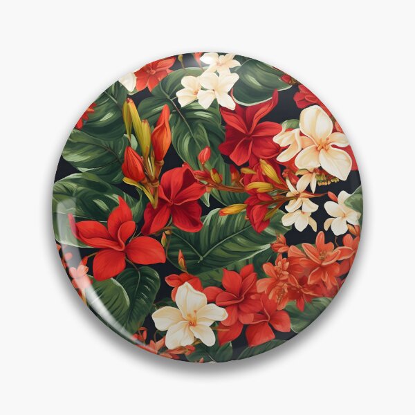 Item preview, Luxe Tropical Flowers White, Red, and Orange - Modern, Detailed, and Bright designed and sold by lolomastudio.