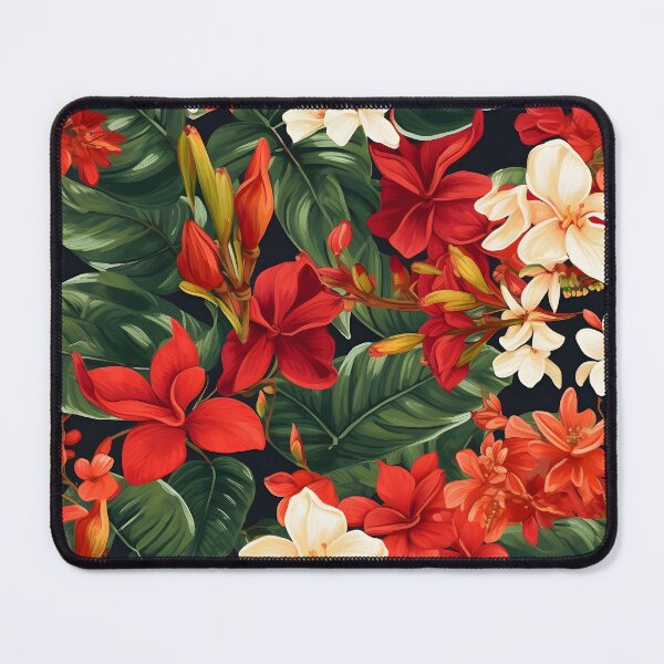 Item preview, Luxe Tropical Flowers White, Red, and Orange - Modern, Detailed, and Bright designed and sold by lolomastudio.